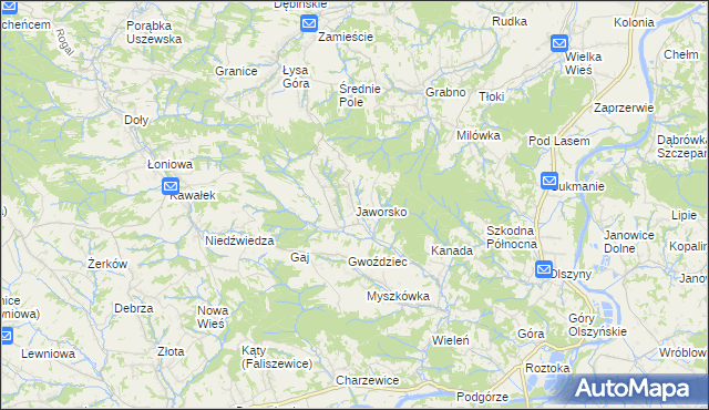 mapa Jaworsko, Jaworsko na mapie Targeo