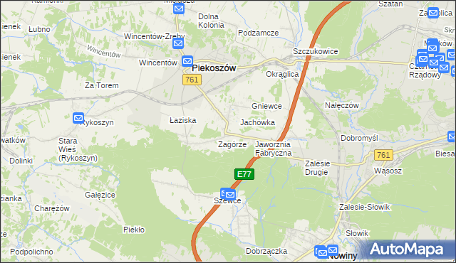mapa Jaworznia, Jaworznia na mapie Targeo