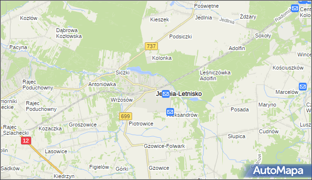 mapa Jedlnia-Letnisko, Jedlnia-Letnisko na mapie Targeo
