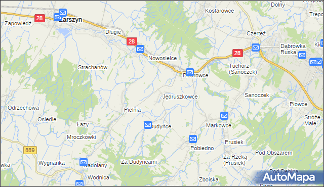 mapa Jędruszkowce, Jędruszkowce na mapie Targeo