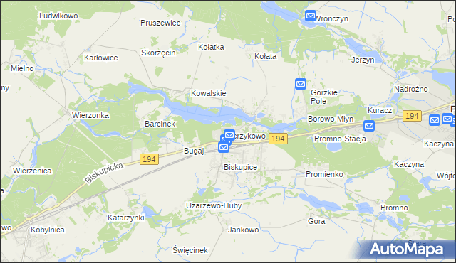 mapa Jerzykowo gmina Pobiedziska, Jerzykowo gmina Pobiedziska na mapie Targeo
