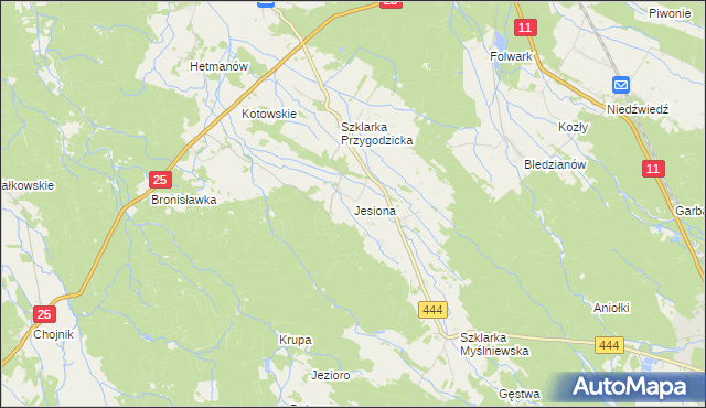 mapa Jesiona gmina Ostrzeszów, Jesiona gmina Ostrzeszów na mapie Targeo