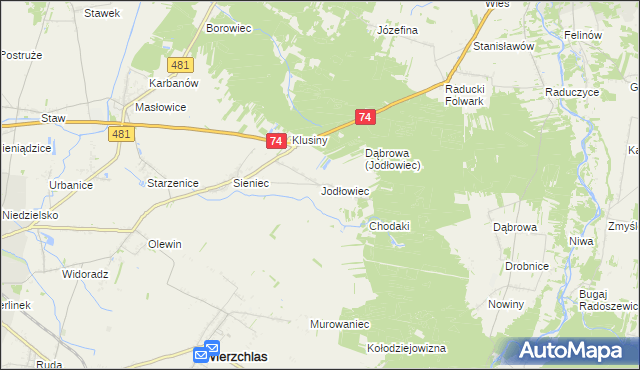 mapa Jodłowiec, Jodłowiec na mapie Targeo