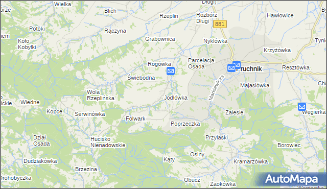 mapa Jodłówka gmina Pruchnik, Jodłówka gmina Pruchnik na mapie Targeo