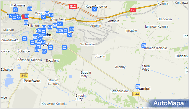 mapa Józefin gmina Kamień, Józefin gmina Kamień na mapie Targeo