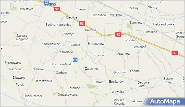 mapa Józefów gmina Bedlno, Józefów gmina Bedlno na mapie Targeo