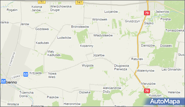 mapa Józefów gmina Lipsko, Józefów gmina Lipsko na mapie Targeo