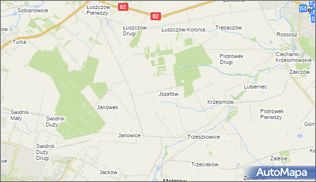 mapa Józefów gmina Mełgiew, Józefów gmina Mełgiew na mapie Targeo