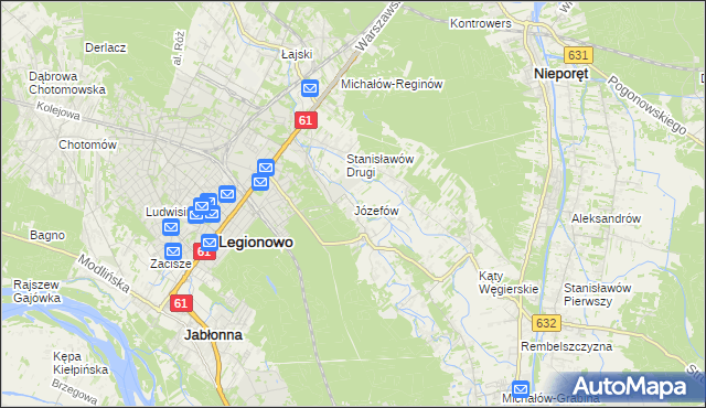 mapa Józefów gmina Nieporęt, Józefów gmina Nieporęt na mapie Targeo