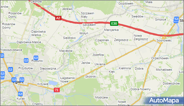 mapa Józefów gmina Zgierz, Józefów gmina Zgierz na mapie Targeo