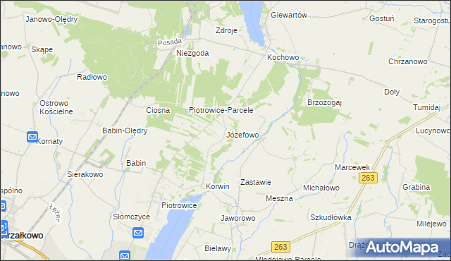 mapa Józefowo gmina Słupca, Józefowo gmina Słupca na mapie Targeo