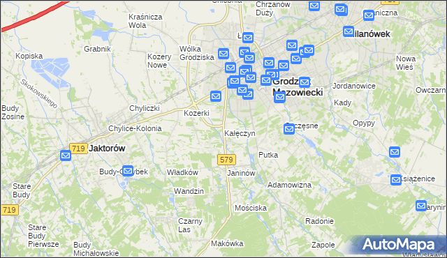 mapa Kałęczyn gmina Grodzisk Mazowiecki, Kałęczyn gmina Grodzisk Mazowiecki na mapie Targeo