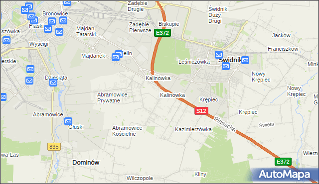 mapa Kalinówka gmina Głusk, Kalinówka gmina Głusk na mapie Targeo
