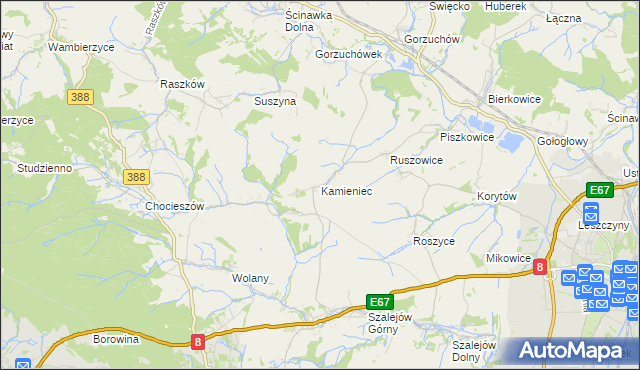mapa Kamieniec gmina Kłodzko, Kamieniec gmina Kłodzko na mapie Targeo