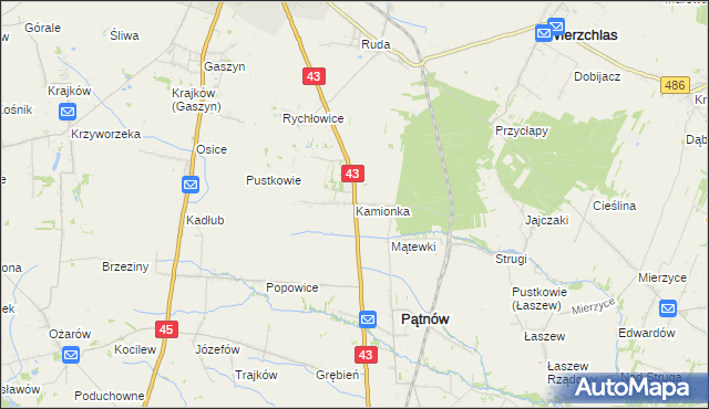 mapa Kamionka gmina Pątnów, Kamionka gmina Pątnów na mapie Targeo