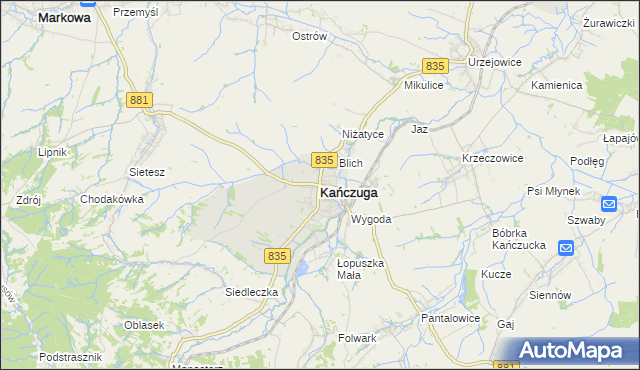 mapa Kańczuga powiat przeworski, Kańczuga powiat przeworski na mapie Targeo