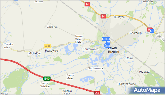 mapa Kantorowice gmina Lewin Brzeski, Kantorowice gmina Lewin Brzeski na mapie Targeo