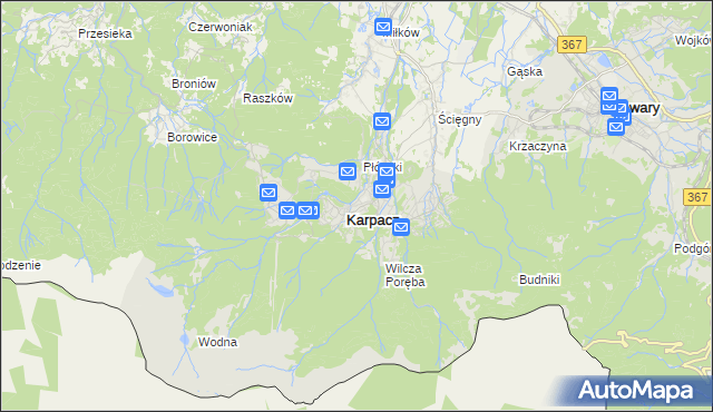 mapa Karpacz, Karpacz na mapie Targeo