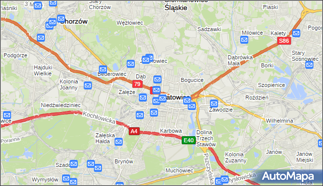 mapa Katowic, Katowice na mapie Targeo