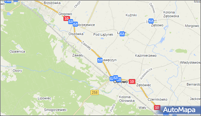 mapa Kawęczyn gmina Obrowo, Kawęczyn gmina Obrowo na mapie Targeo