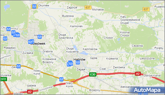 mapa Kazimierów gmina Halinów, Kazimierów gmina Halinów na mapie Targeo