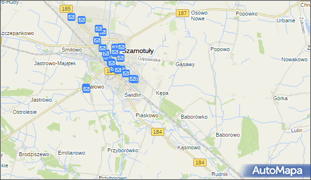 mapa Kępa gmina Szamotuły, Kępa gmina Szamotuły na mapie Targeo