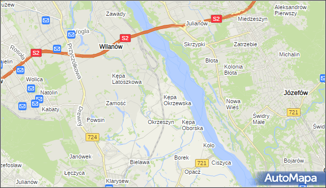 mapa Kępa Okrzewska, Kępa Okrzewska na mapie Targeo
