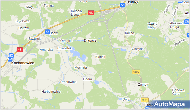 mapa Kierzki gmina Herby, Kierzki gmina Herby na mapie Targeo