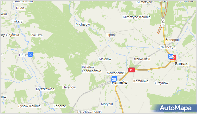 mapa Kisielew, Kisielew na mapie Targeo