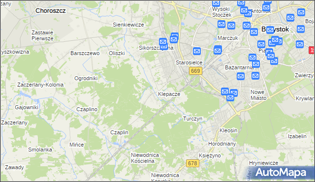 mapa Klepacze gmina Choroszcz, Klepacze gmina Choroszcz na mapie Targeo
