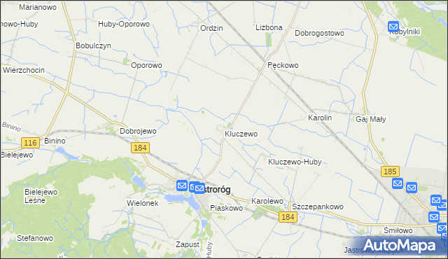 mapa Kluczewo gmina Ostroróg, Kluczewo gmina Ostroróg na mapie Targeo