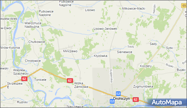 mapa Kłyzówka, Kłyzówka na mapie Targeo