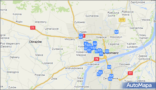 mapa Kobierniki gmina Samborzec, Kobierniki gmina Samborzec na mapie Targeo