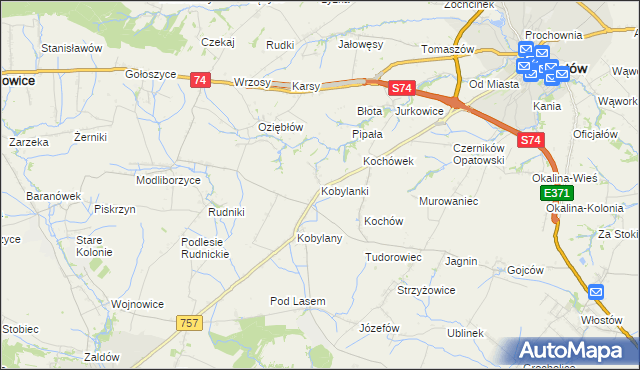 mapa Kobylanki gmina Opatów, Kobylanki gmina Opatów na mapie Targeo