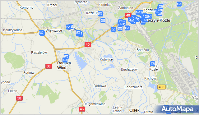 mapa Kobylice gmina Cisek, Kobylice gmina Cisek na mapie Targeo