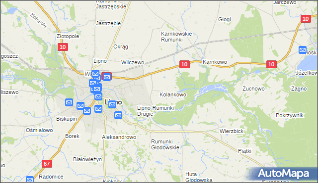 mapa Kolankowo gmina Lipno, Kolankowo gmina Lipno na mapie Targeo