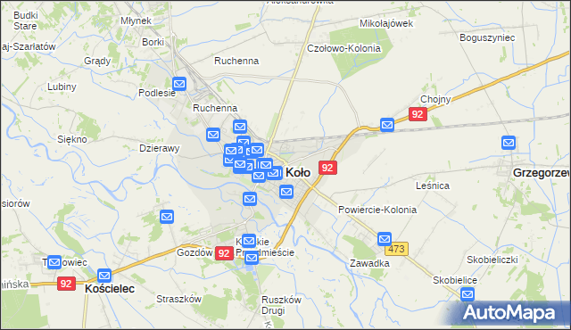 mapa Koło, Koło na mapie Targeo