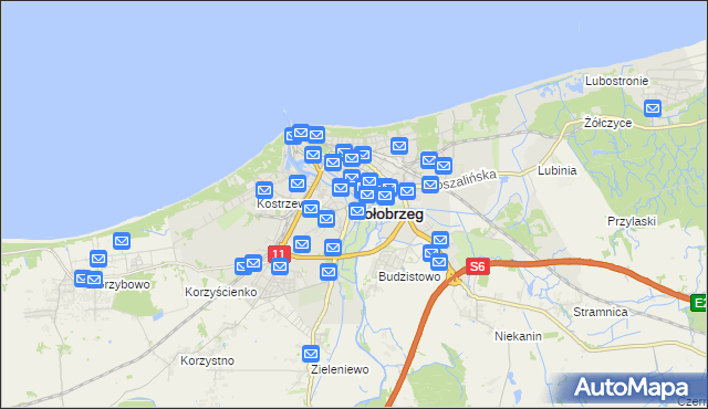 mapa Kołobrzegu, Kołobrzeg na mapie Targeo