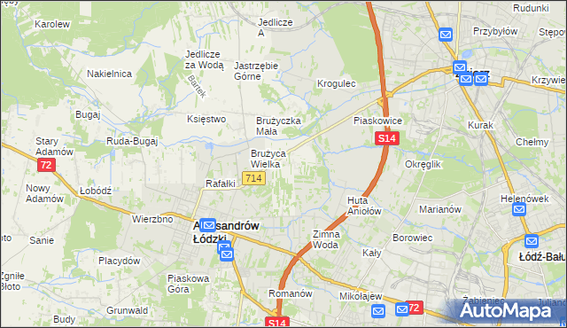 mapa Kolonia Brużyca, Kolonia Brużyca na mapie Targeo