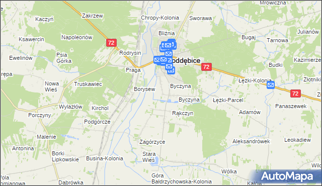 mapa Kolonia Byczyna, Kolonia Byczyna na mapie Targeo
