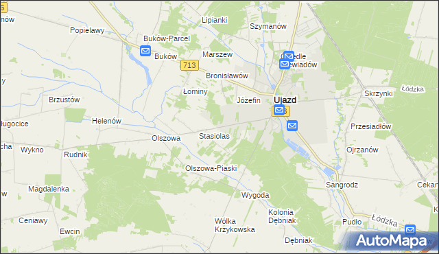 mapa Kolonia Ujazd, Kolonia Ujazd na mapie Targeo