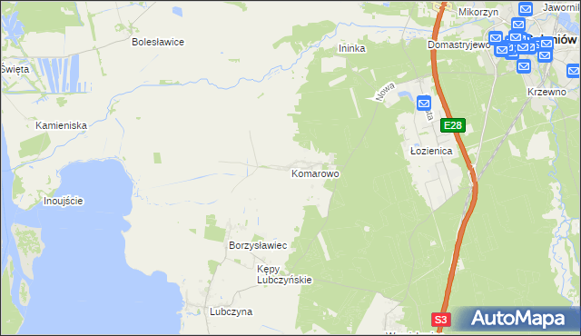 mapa Komarowo, Komarowo na mapie Targeo