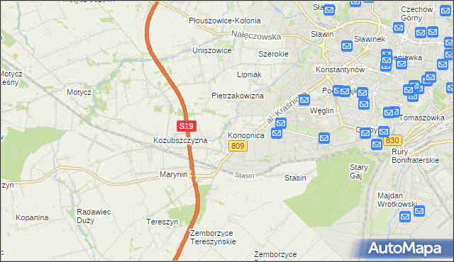 mapa Konopnica powiat lubelski, Konopnica powiat lubelski na mapie Targeo