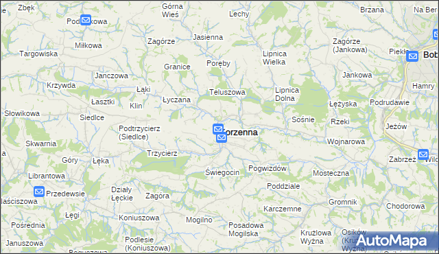 mapa Korzenna, Korzenna na mapie Targeo