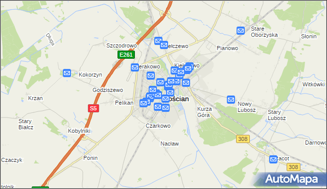 mapa Kościan, Kościan na mapie Targeo