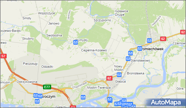 mapa Kosewo gmina Pomiechówek, Kosewo gmina Pomiechówek na mapie Targeo