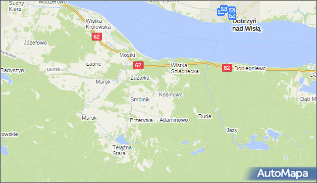 mapa Kosinowo gmina Włocławek, Kosinowo gmina Włocławek na mapie Targeo