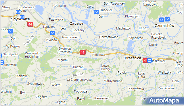 mapa Kossowa, Kossowa na mapie Targeo