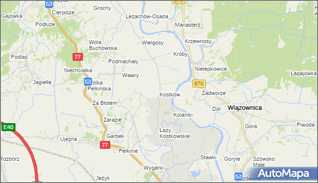 mapa Kostków, Kostków na mapie Targeo