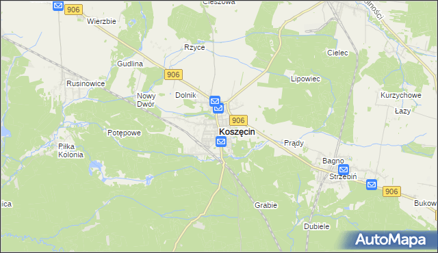 mapa Koszęcin powiat lubliniecki, Koszęcin powiat lubliniecki na mapie Targeo